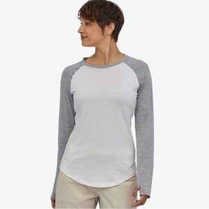 Patagonia White and Gray Raglan Shirt